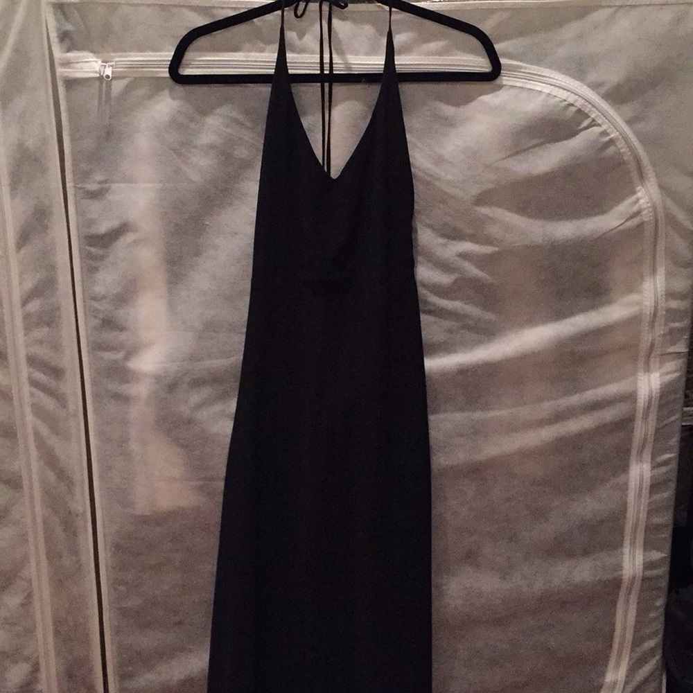 Sexy maxi black dress with open back